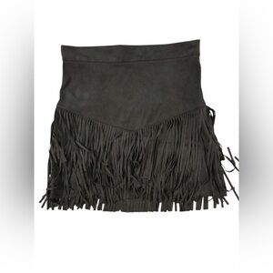 Altar'd State Black Faux Suede Fringe Mini Skirt - NWT Size Large